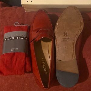 Ann Taylor penny loafers & Ellen Tracy Tights